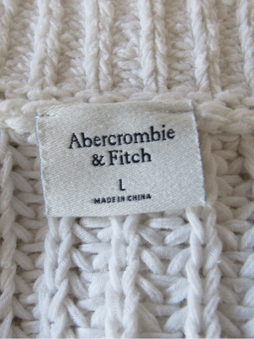 Abercrombie Fitch Easy Shaker Sweater Tank Large White Chunky Knit Ribbed Trim - Picture 9 of 9